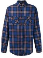 Les (art)ists - Raw Hem Plaid Shirt - Men - Cotton - L, Blue, Cotton