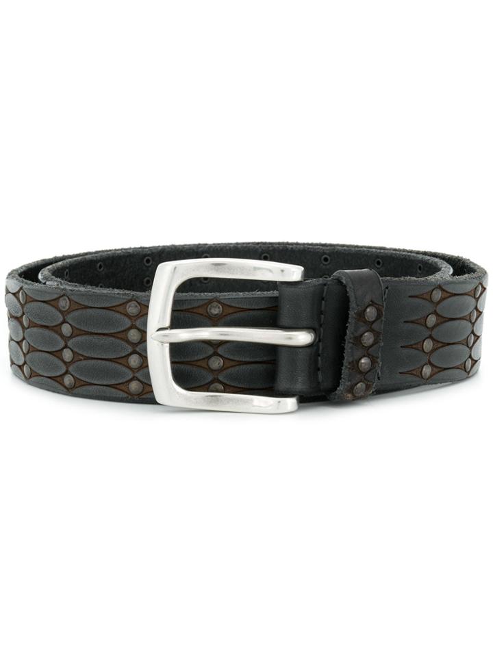 Orciani Embroidered Buckled Belt - Blue