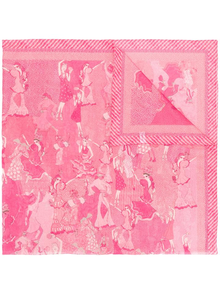 Salvatore Ferragamo Havana Party Print Scarf - Pink & Purple
