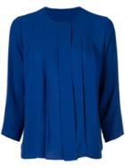 Knott Pleated Front Blouse - Blue