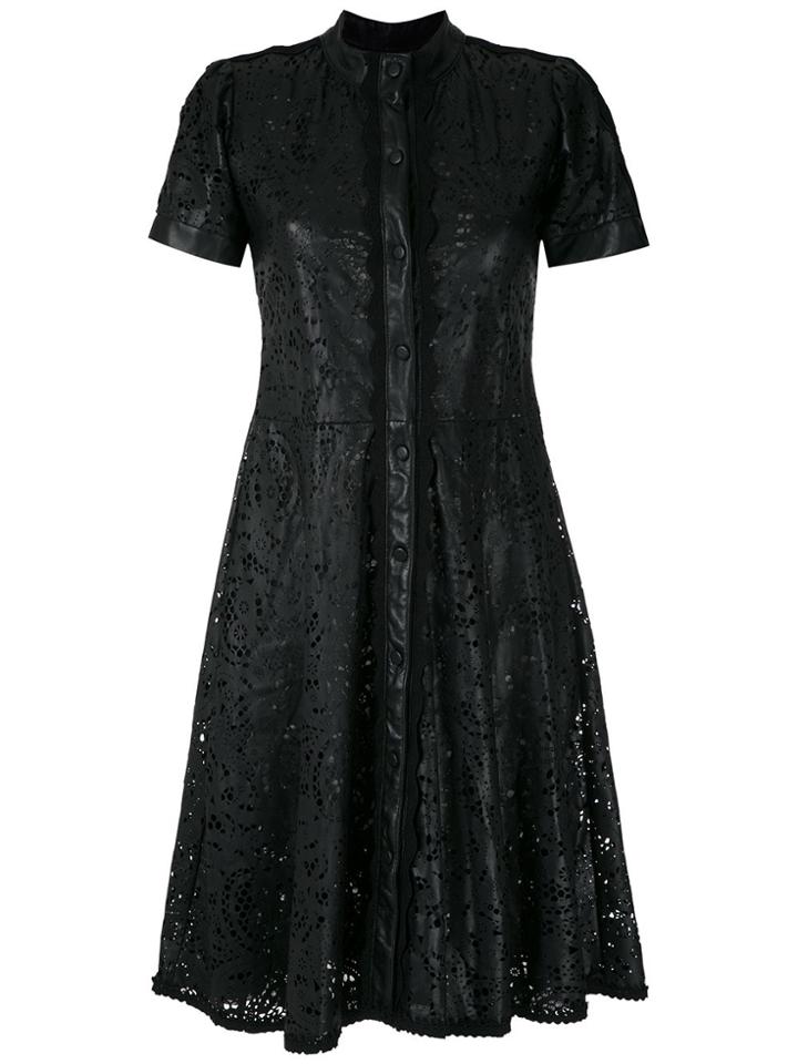 Andrea Bogosian Cut Out Pattern Leather Dress - Black