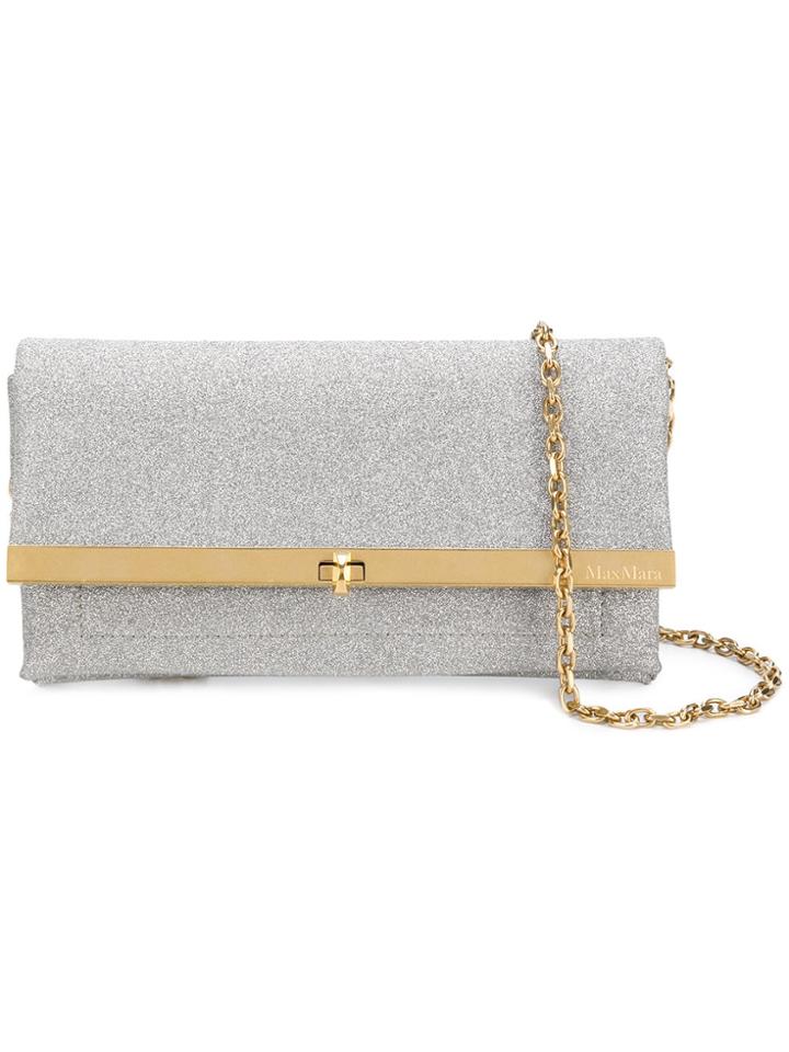 Max Mara Foldover Clutch Bag - Metallic