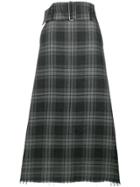 Yohji Yamamoto Vintage Long Check Skirt - Grey