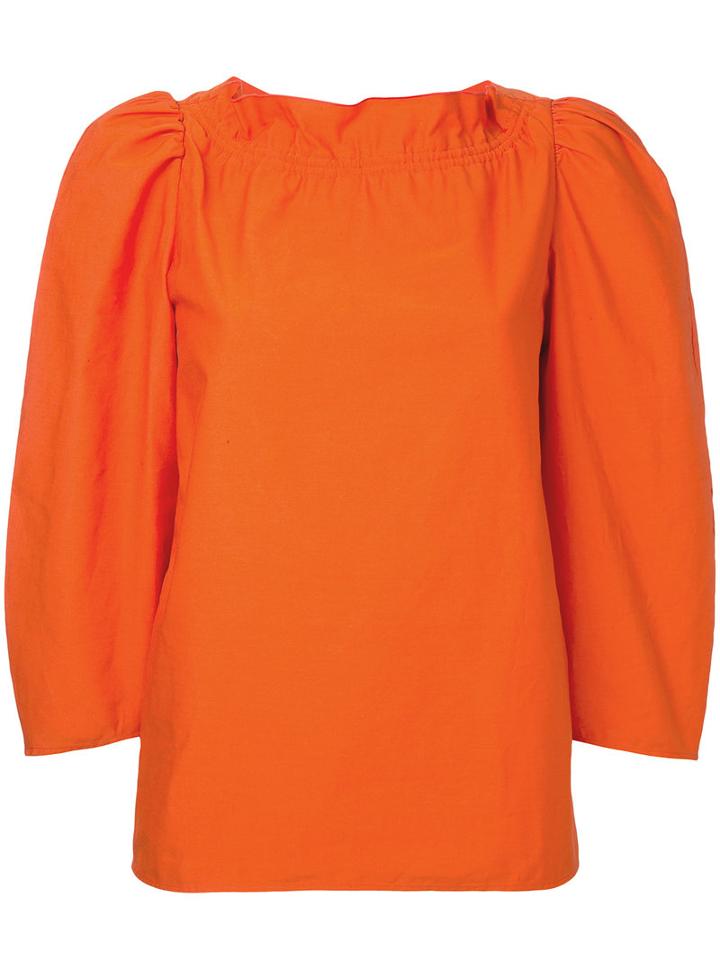 Atlantique Ascoli - Round Neck Blouse - Women - Cotton - 1, Yellow/orange, Cotton
