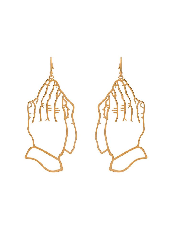 Simone Rocha Gold Metallic Praying Hands Earrings