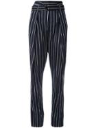 Bassike Pinstripe Belted Tailored Trousers - Blue