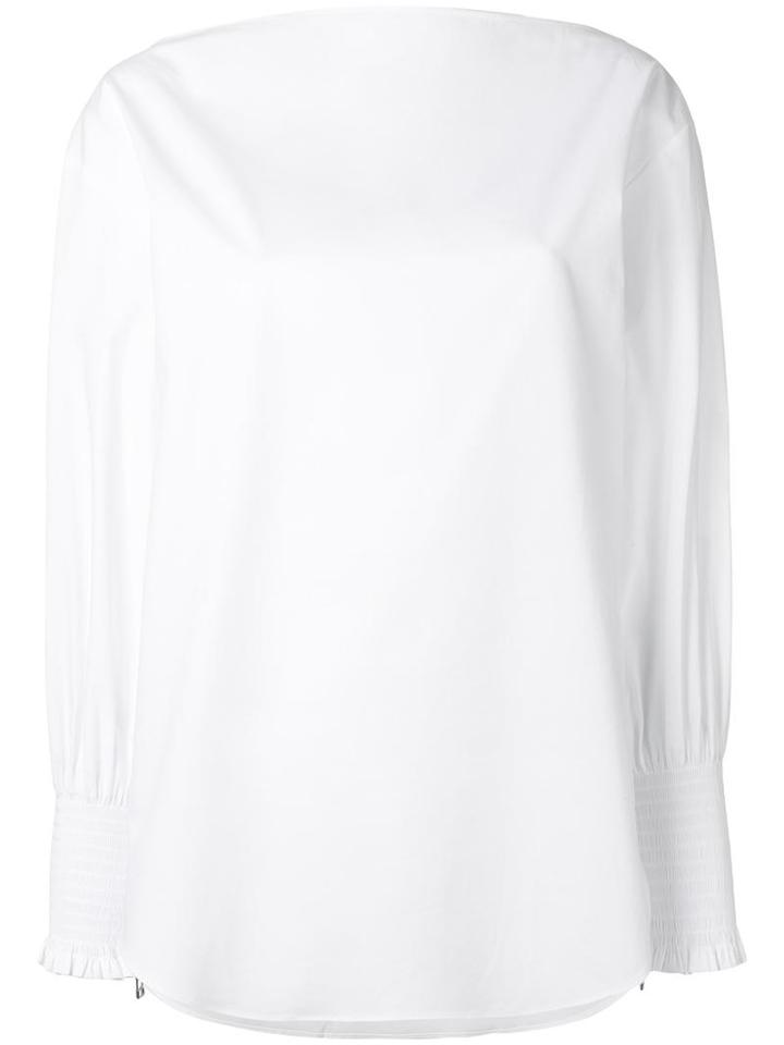 Cédric Charlier Slash Neck Shirt, Women's, Size: 42, White, Cotton/other Fibres