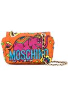 Moschino Elephant Print Shoulder Bag, Women's, Yellow/orange, Cotton