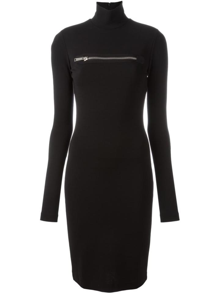 Dsquared2 Front Zip Fitted Dress, Women's, Size: Medium, Black, Polyamide/spandex/elastane/virgin Wool