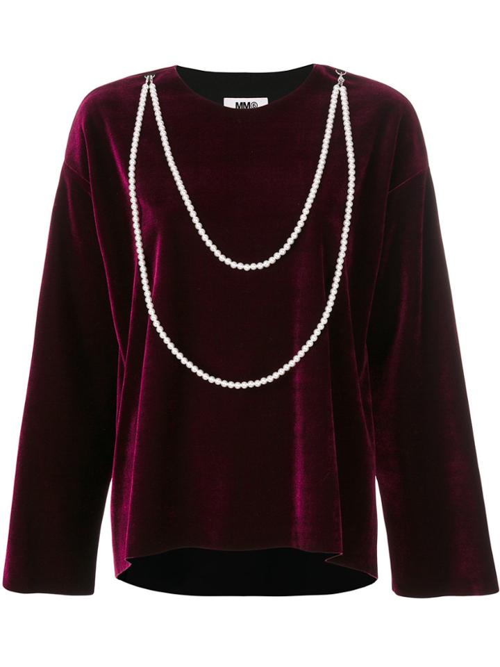 Mm6 Maison Margiela Draped Pearl Chain Top - Red