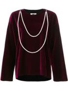 Mm6 Maison Margiela Draped Pearl Chain Top - Red