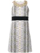 Giambattista Valli Embellished Neck Straight Dress, Women's, Size: 40, Black, Cotton/polyester/acrylic/pvc