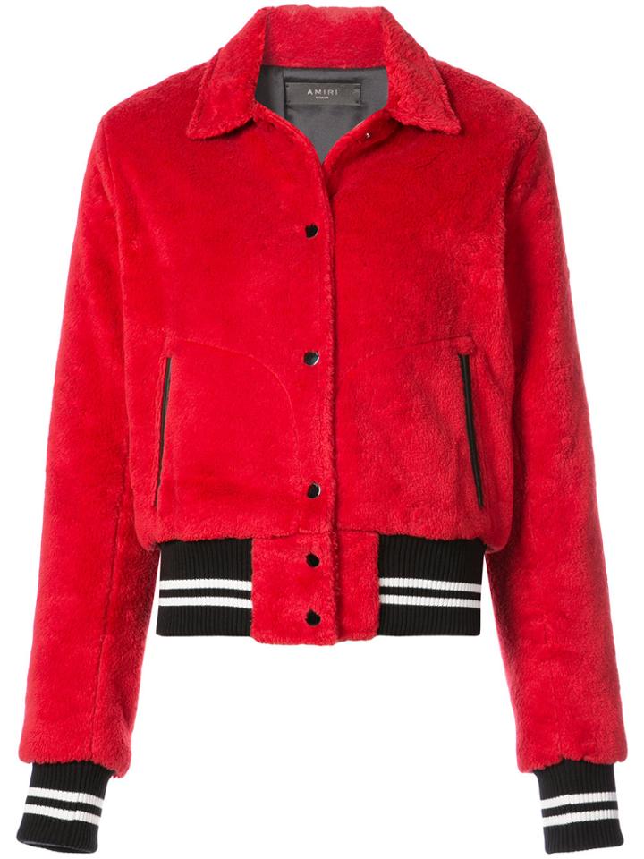Amiri Faux Shearling Bomber Jacket - Red