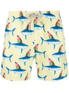 Mc2 Saint Barth Shark Print Swim Short - Yellow