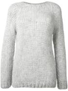 Maiami Ribbed Trim Jumper, Women's, Size: Medium, Grey, Mohair/merino/polyamide