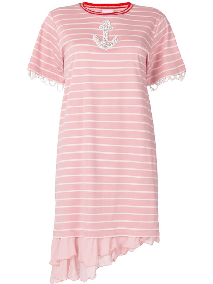 Pinko Striped T-shirt Dress - Pink & Purple