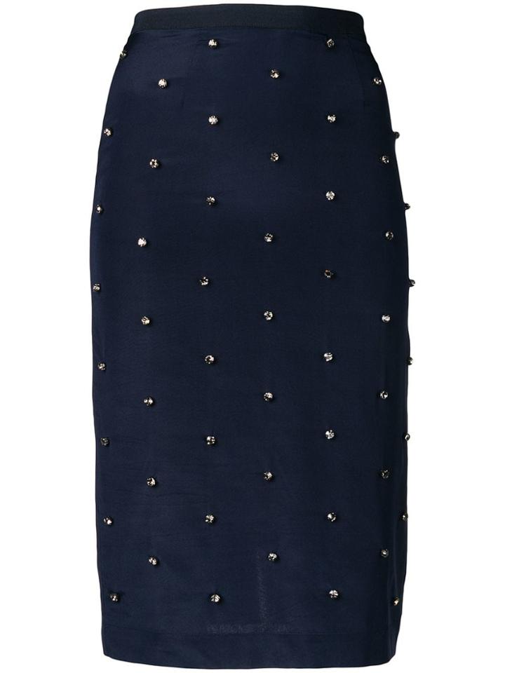 Erika Cavallini Embellished Pencil Skirt - Blue