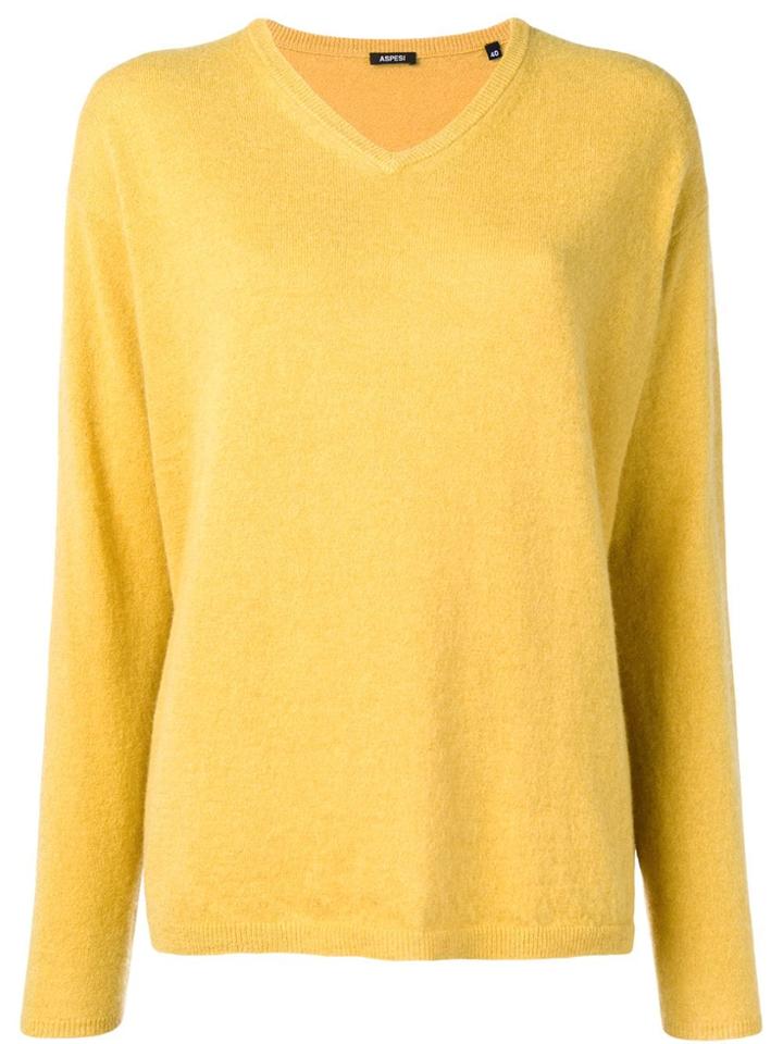 Aspesi V Neck Jumper - Yellow & Orange