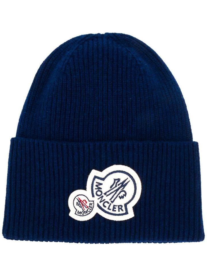 Moncler Patch-embellished Beanie - Blue