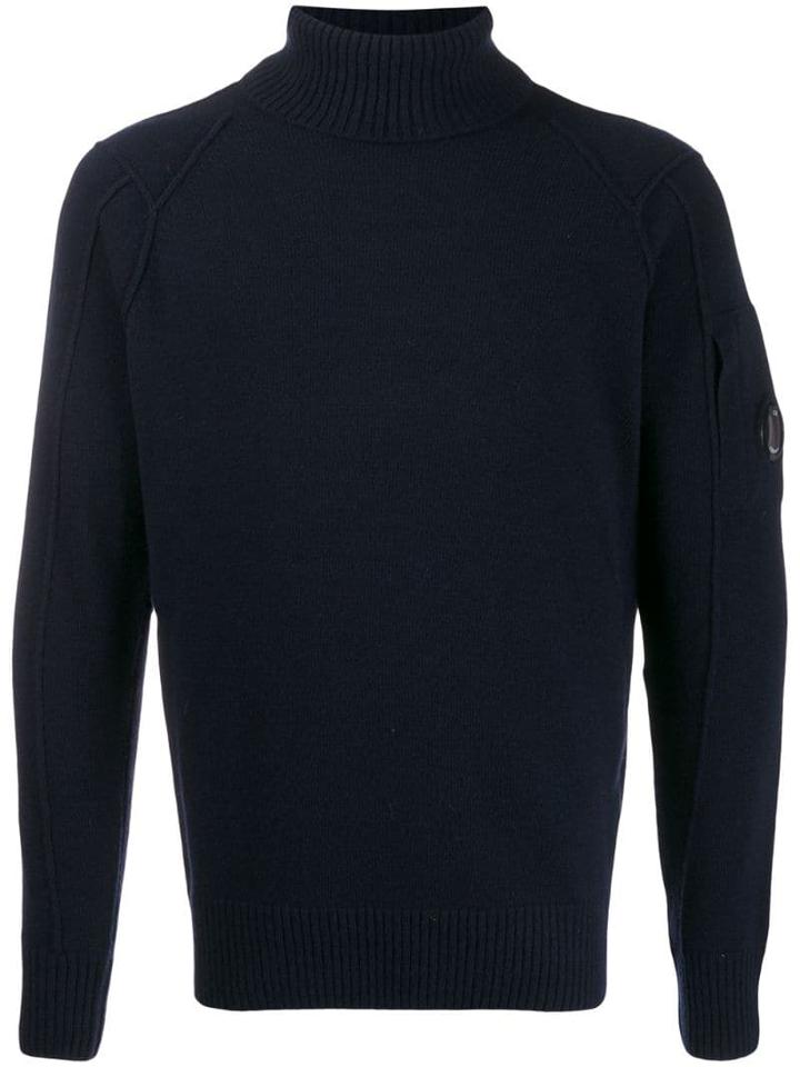 Cp Company Lens Detail Turtleneck Jumper - Blue