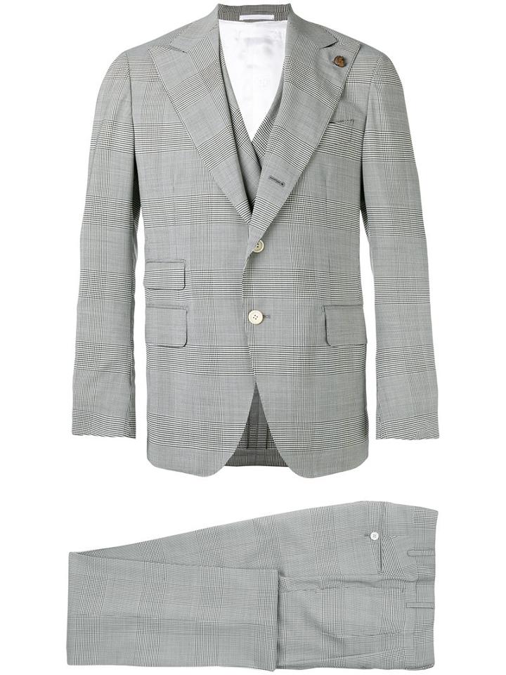 Gabriele Pasini - Embroidered Checked Suit - Men - Polyamide/spandex/elastane/cupro/wool - 52, Grey, Polyamide/spandex/elastane/cupro/wool