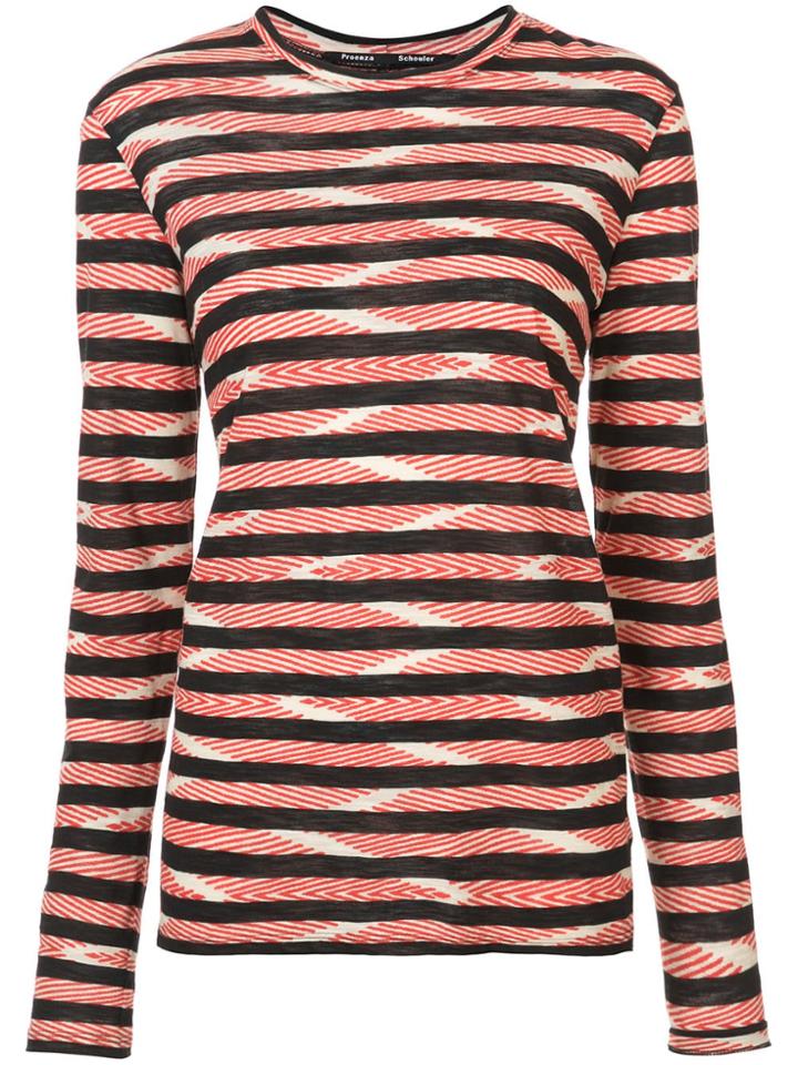 Proenza Schouler Chevron Stripe Long Sleeve T-shirt - Red