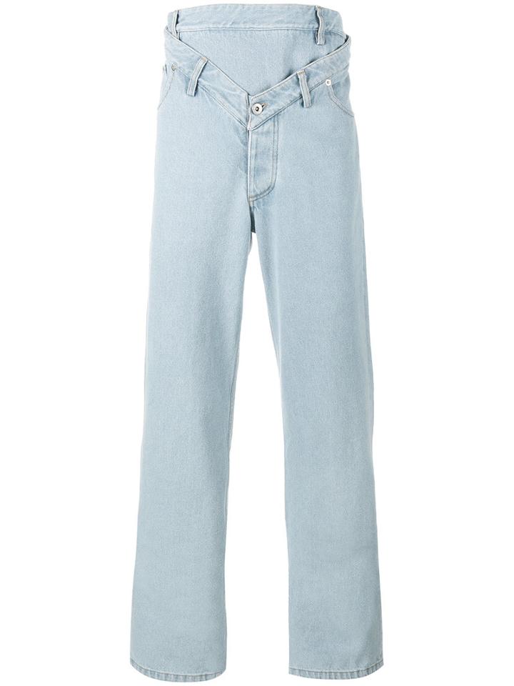 Y / Project - Y Front Washed Jeans - Men - Cotton - L, Blue, Cotton