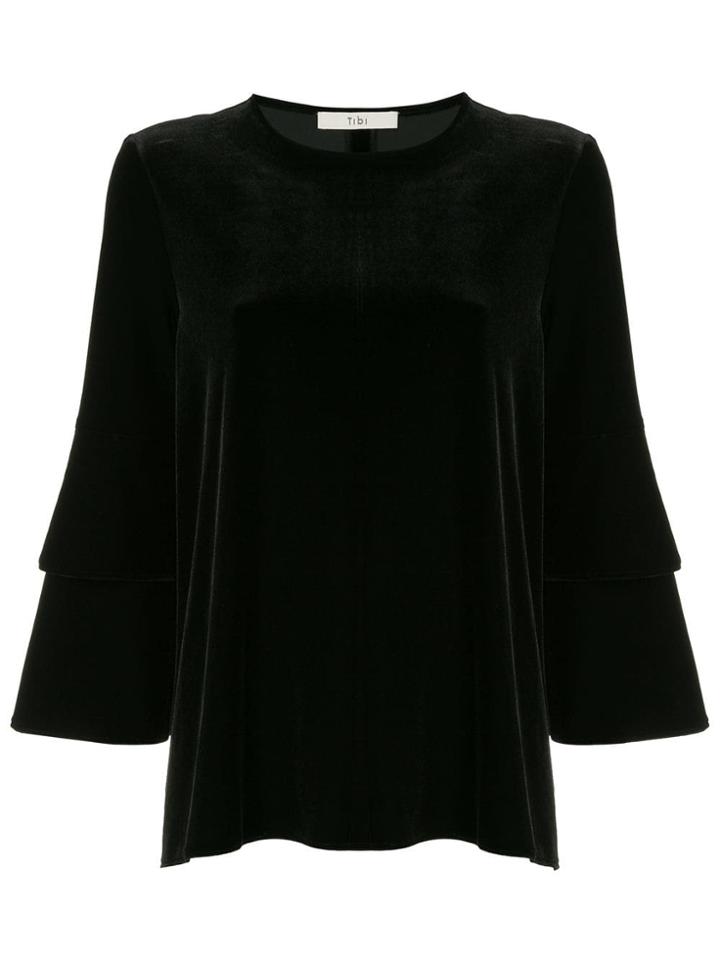 Tibi Velvet Bell Sleeve Top - Black