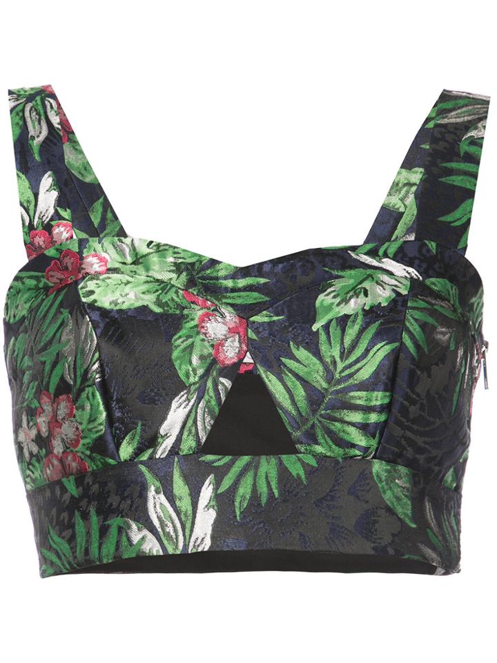 Patbo Tropical Print Crop Top - Black