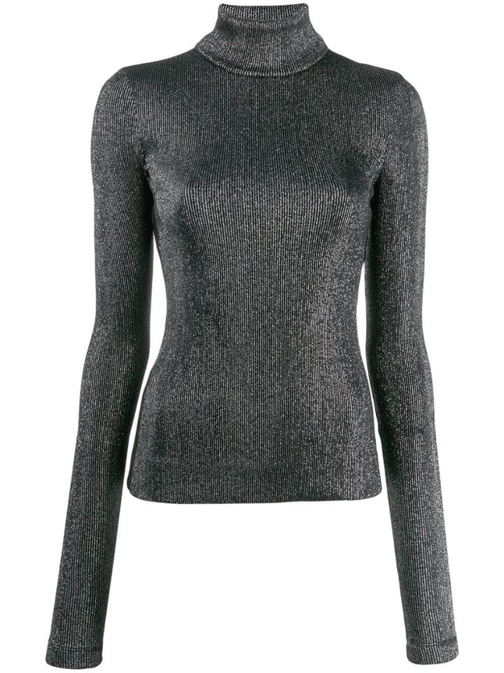 No Ka' Oi Turtle-neck Fitted Top - Silver