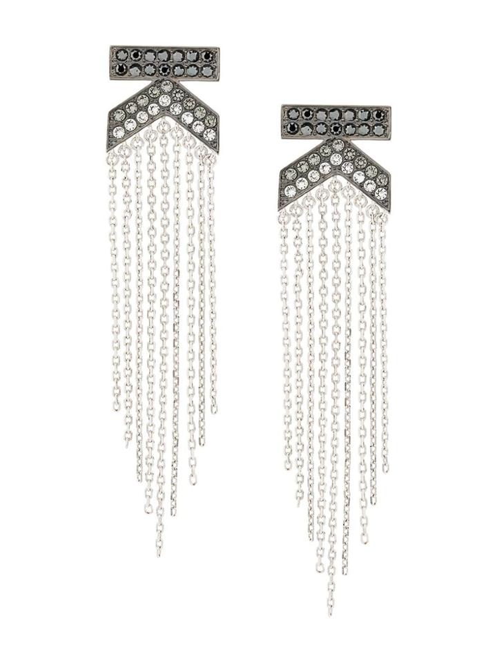 Karl Lagerfeld K Fringe Drama Earrings - Silver