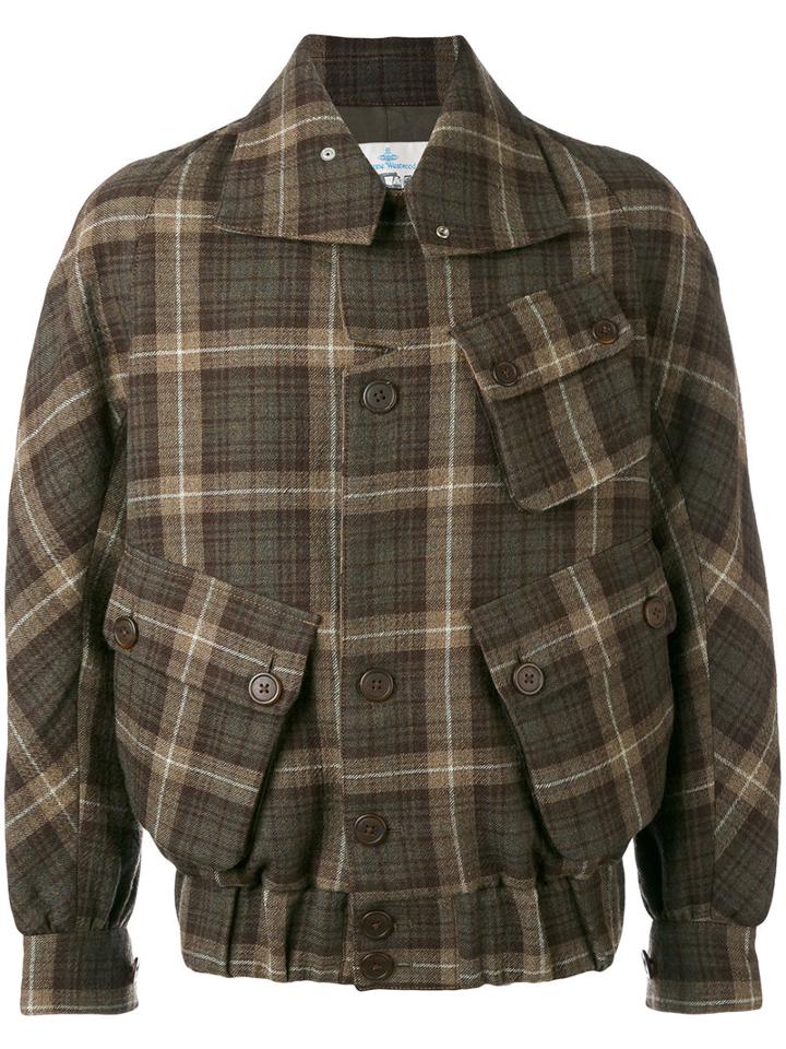Tarten Multi-pocket Bomber Jacket - Men - Cotton/wool - 48, Green, Cotton/wool, Vivienne Westwood Vintage