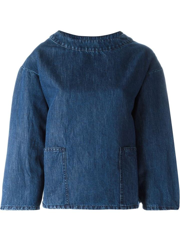 Bark Denim Effect Stitch Detail Wide Fit T-shirt