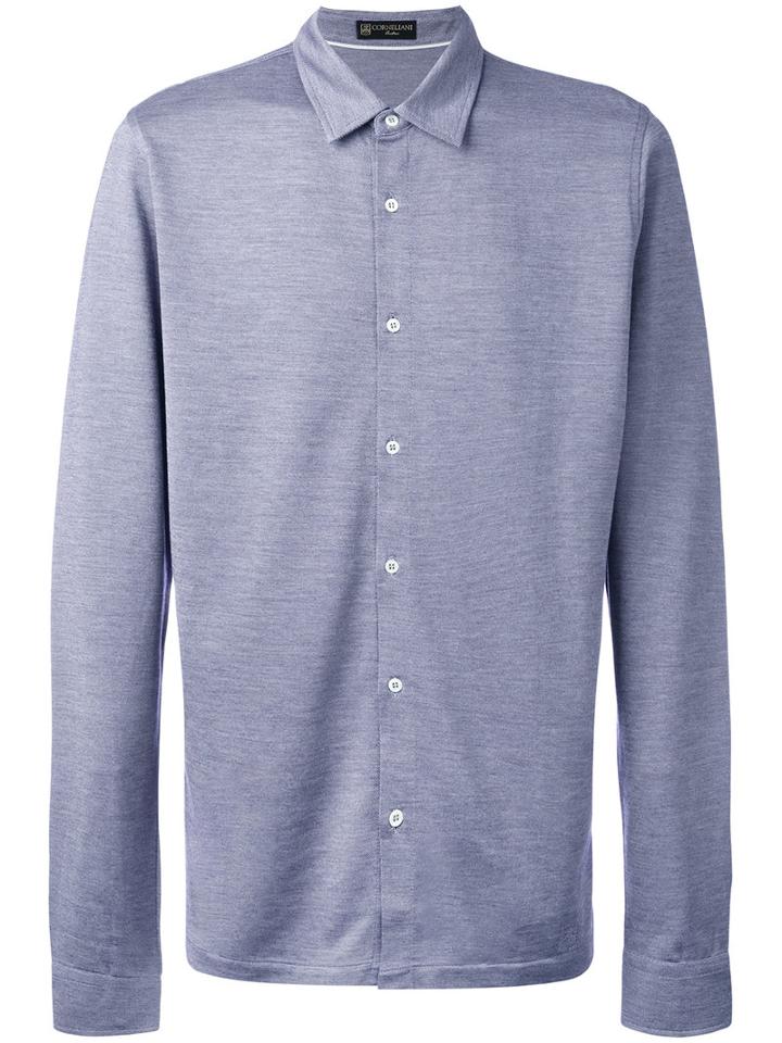 Corneliani - Slim-fit Shirt - Men - Silk/cotton - 54, Blue, Silk/cotton
