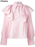 Kenzo Ruffled Blouse, Women's, Size: 40, Pink/purple, Silk/cotton