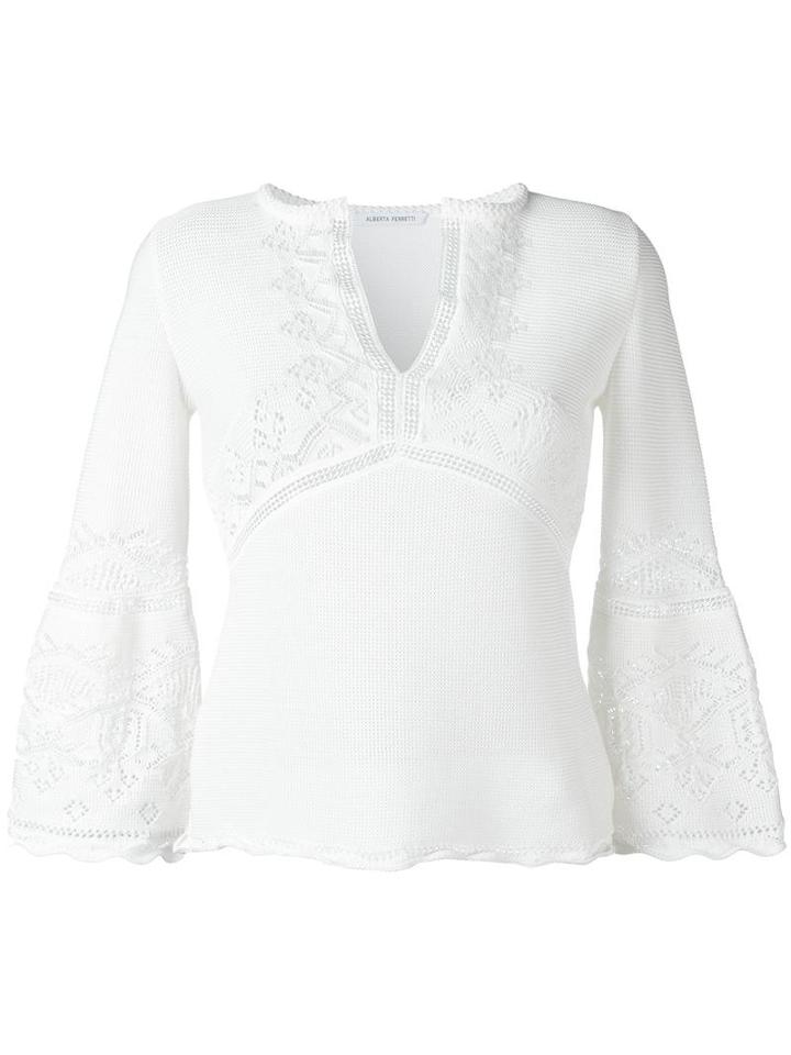 Alberta Ferretti V-neck Sweater, Women's, Size: 42, Nude/neutrals, Cotton/polyester