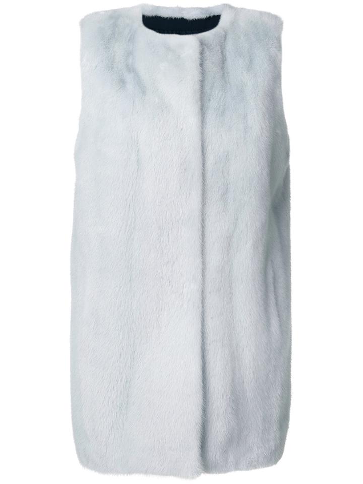 Yves Salomon Long Mink Fur Gilet - Blue