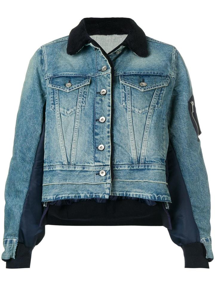 Sacai Cropped Bomber Jacket - Blue