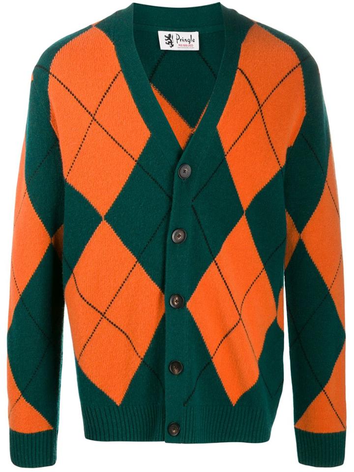 Pringle Of Scotland Reissued Argyle Knit Cardigan - Green