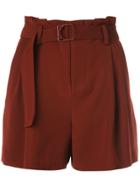 Vince Belted Pleated Shorts - Red