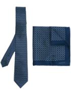 Lanvin Stitch Block Tie And Pocket Square