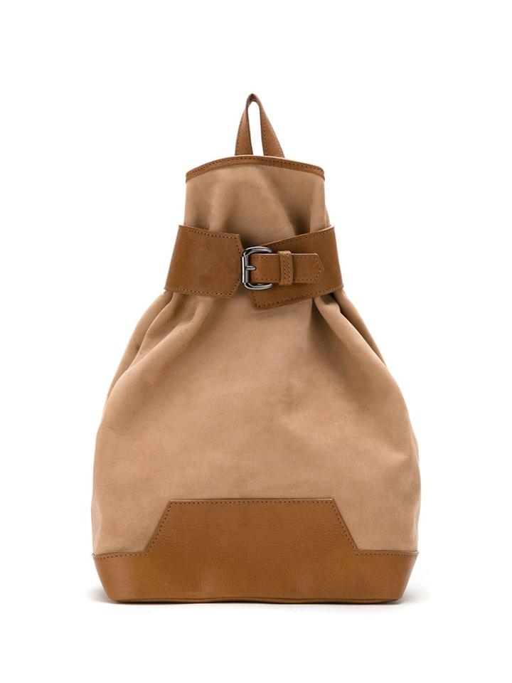Mara Mac Panelled Leather Backpack - Brown