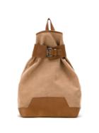Mara Mac Panelled Leather Backpack - Brown