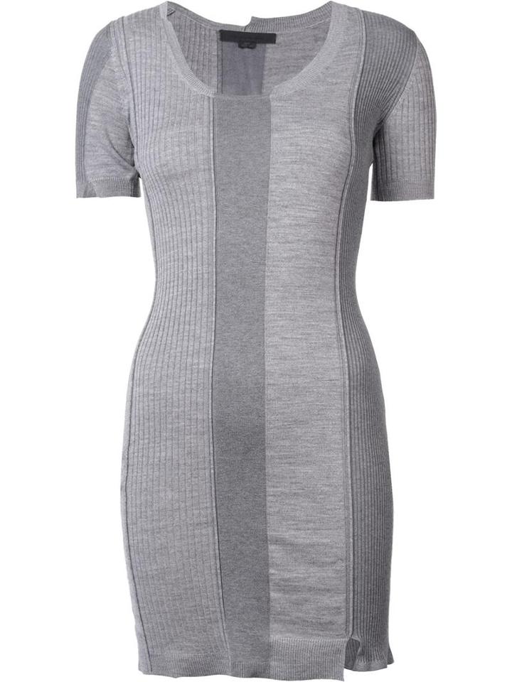 Alexander Wang Ribbed Panel Dress, Women's, Size: Medium, Grey, Merino/cotton/nylon/spandex/elastane