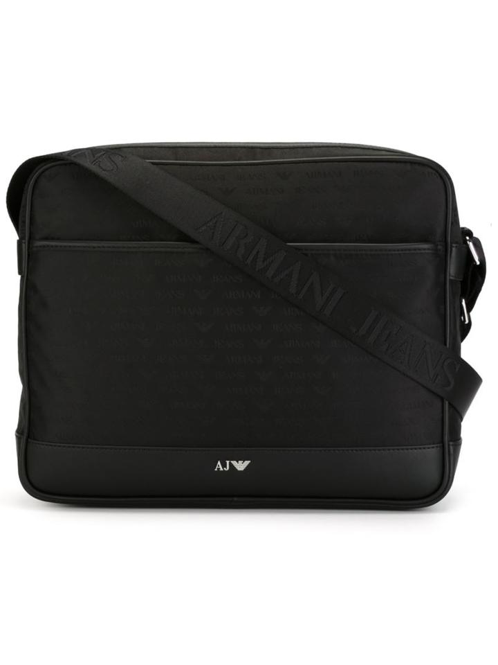Armani Jeans Large Messenger Bag, Black, Polyester/polyurethane