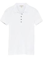Burberry Check Trim Stretch Cotton Piqué Polo Shirt - White