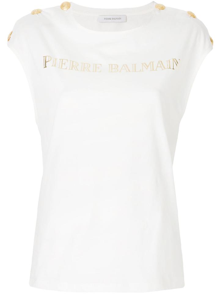 Pierre Balmain Logo Printed T-shirt - Nude & Neutrals