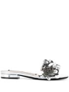 Nº21 Embellished Strap Mules - Silver