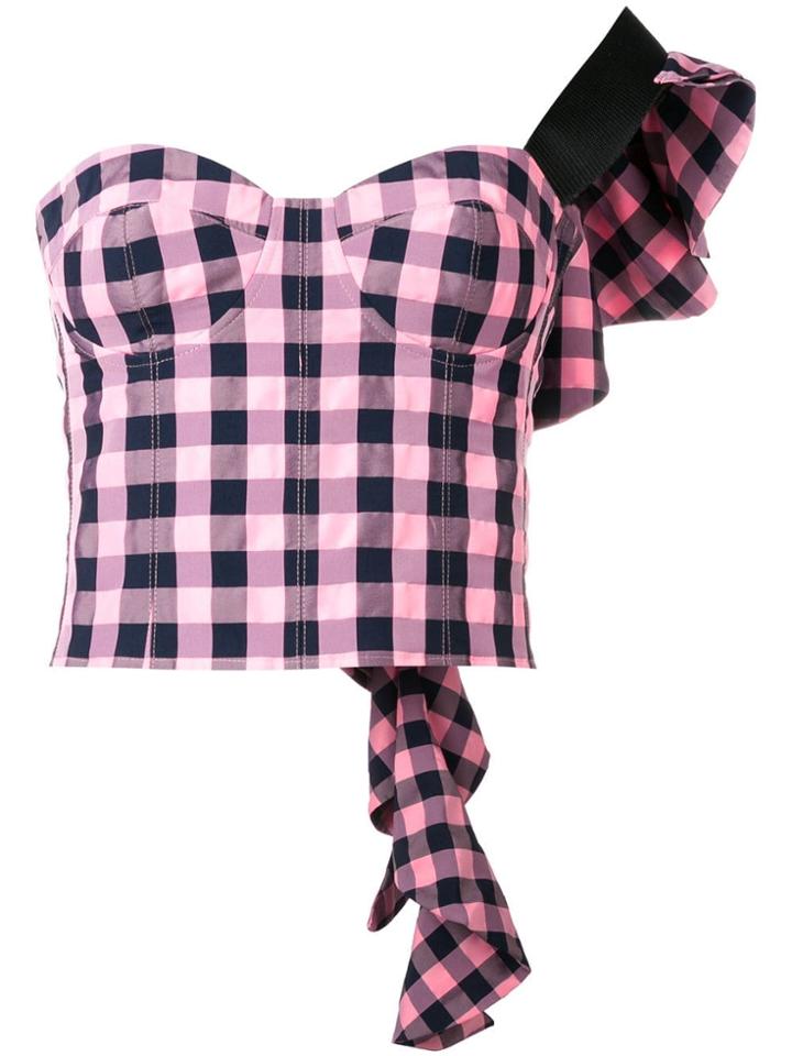 Natasha Zinko One-shoulder Checked Top - Pink