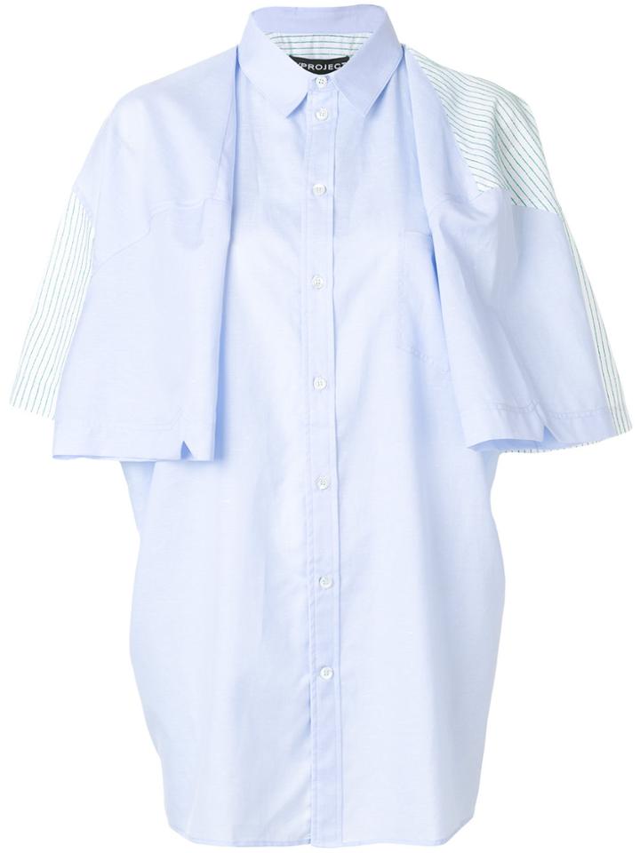 Y / Project Double Sleeve Striped Back Shirt - Blue